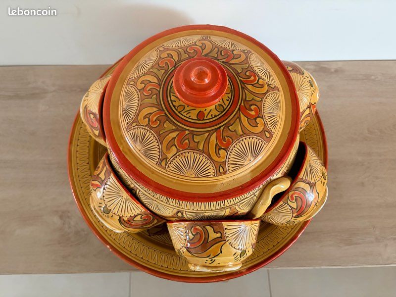 Grand service à tajine marocain complet – peint à la main – état impeccable (image 2)