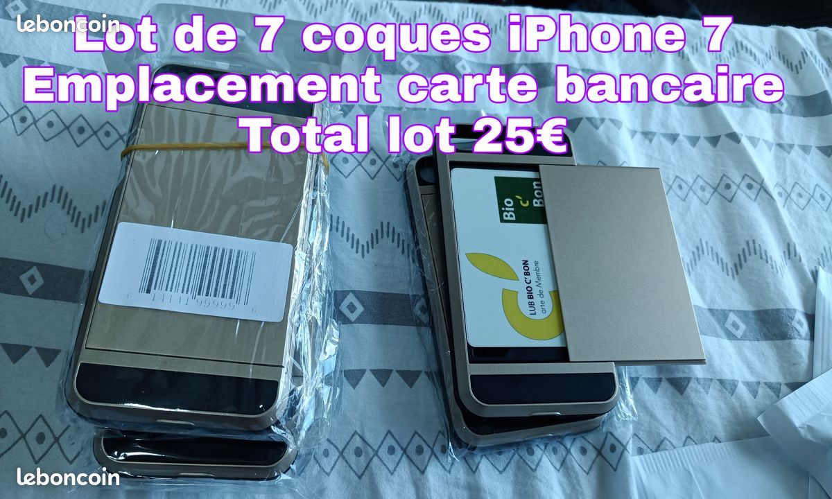 Lot de 7 coques iPhone 7 emplacement CB carte destockage (image 1)