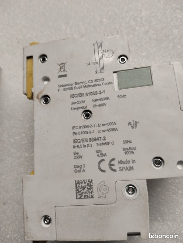 Lot de 3 Disjoncteurs différentiels - 1P+N C 10A 4500A/4,5A 30mA type AC Acti9 (image 2)