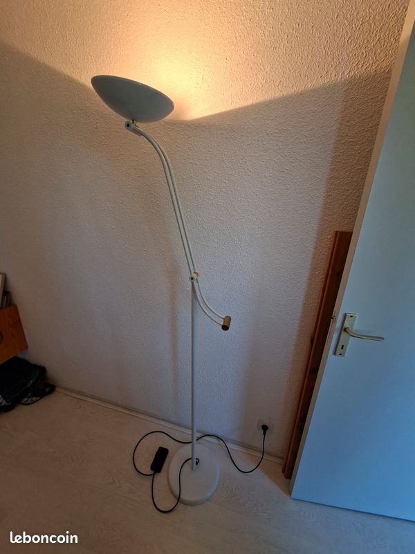 Lampadaire halogène articulé blanc vintage / Rétro (image 2)