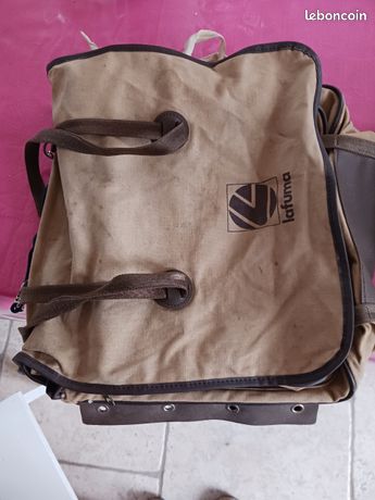 Sacoche Vélo LAFUMA Vintage - 23x16x8 Cm - Beige - France - Années 70