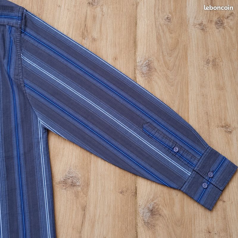 Chemise violette et bleue à rayures – Avec poche poitrine et finitions soignées – Deck No. 28 – Homme Taille 39/40 – Toutes saisons / Bureau et habillé – Neuf (image 13)