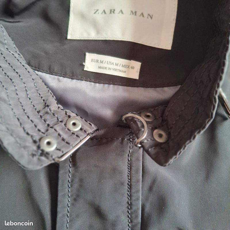 Manteau noir pour homme style Harrington imperméable Taille S