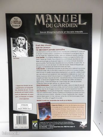 L'Appel De Cthulhu – Manuel Du Gardien – Savoir Blasphématoire Et Secret Interdit, Occasion