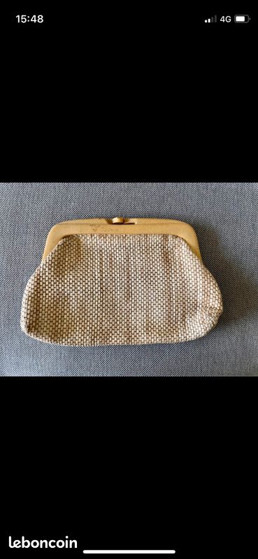Sac pochette paille vintage rétro ancienne pin up Lolita (image 1)