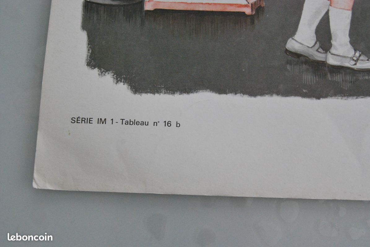 Ancienne affiche scolaire double face mère et fille préparant une tarte et une petite fille chez la crémière Ed MDI 1969 (image 15)