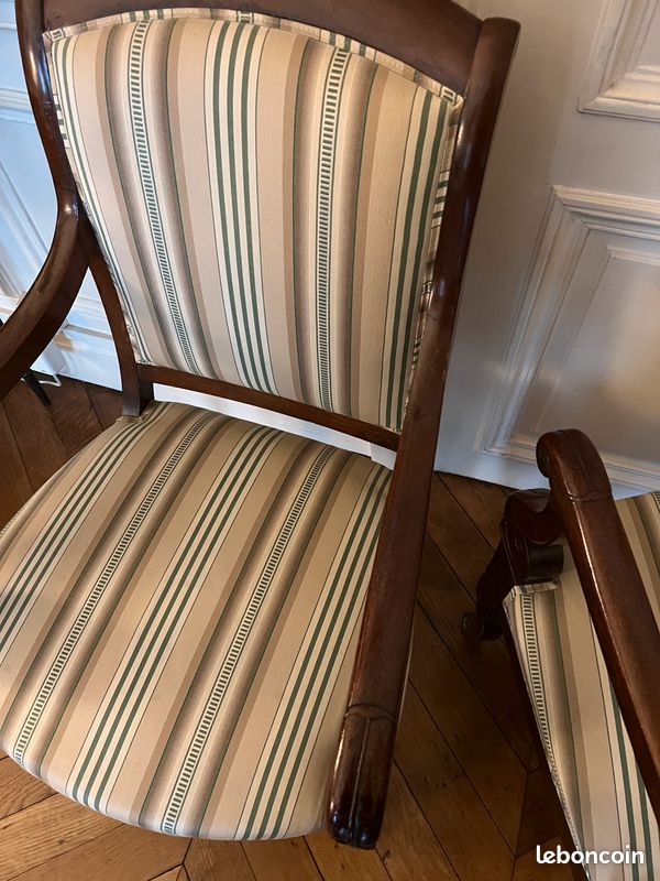 Paire de fauteuils à Crosse - Retapissés - XIXème (image 4)
