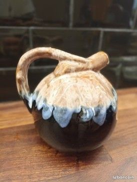 Flasque à liqueur forme citrouille vintage, grés flammés (image 1)