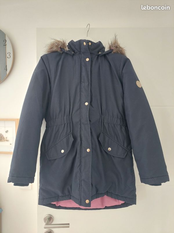 Doudoune chaude bleu marine avec capuche 13 ans (image 2)