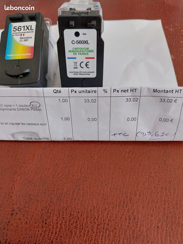 Cartouches encre NEUVES(noire XL + couleur XL)pour imprimante Canon (image 4)