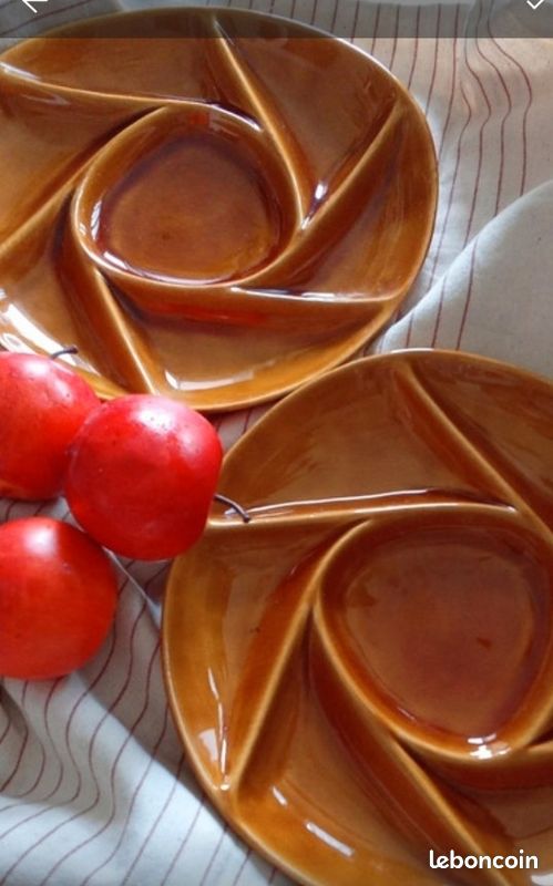 2 assiettes ambrée apéritif vintage /Longchamp (image 1)