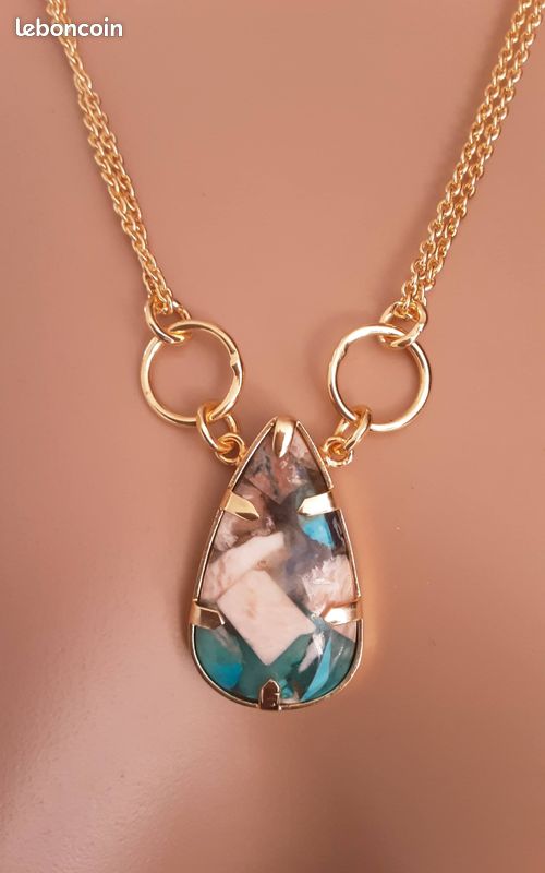 Collier en pierre naturelle turquoise huitre (image 10)