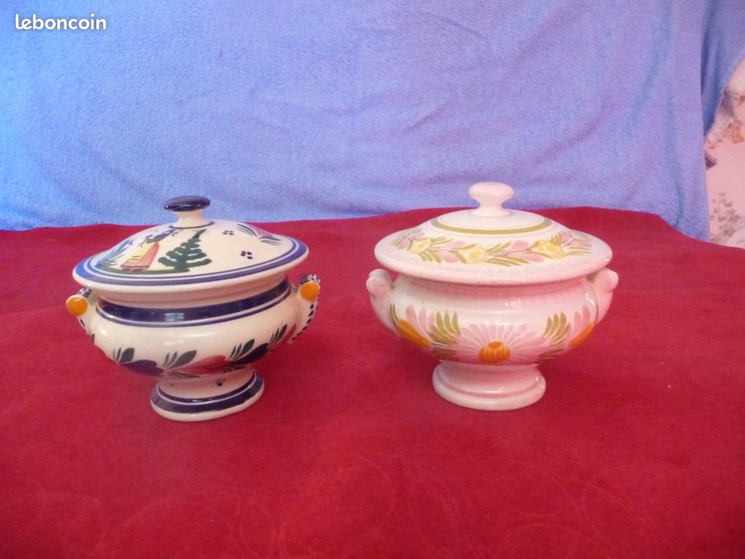 Lot de 2 petites soupières faïence de quimper (possibilité à l'unité) (image 1)