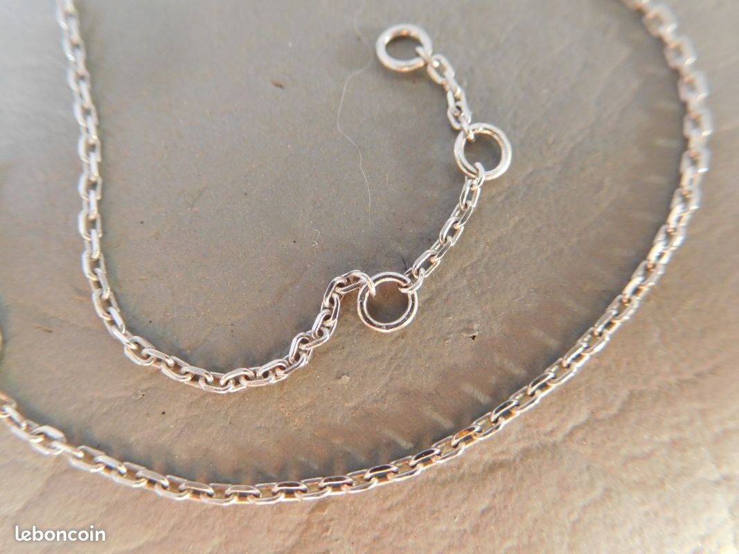 Bracelet gourmette chaine forçat verre cristal blanc facette gris argent massif femme jeune fille (image 5)