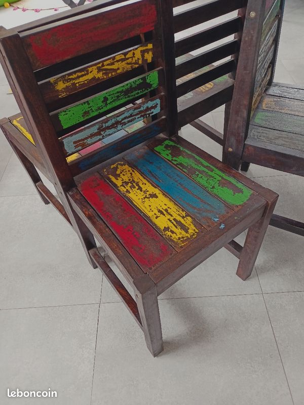 Chaises bois colorées (image 3)