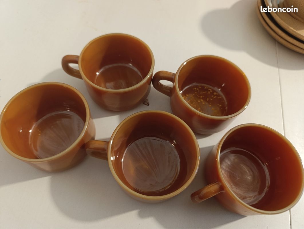 Lot Vintage Arcopal : 5 Tasses Et Ustensiles De Cuisine (Louche, Pique...)