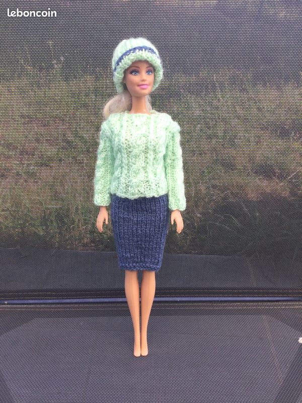 Vêtements pour poupées type Barbie et Ken, entièrement faits main, ensemble 3 pièces (30) (image 1)