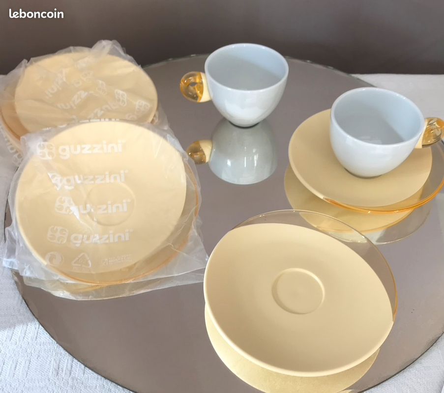 Lot De 6 Tasses à Café Guzzini En Acrylique Transparent - 100ml, Verre Anti-reflet, Design Moderne - Neuves