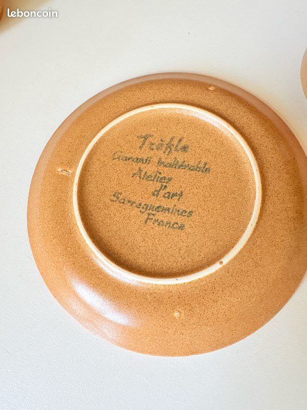 Service à café/thé Sarreguemines Trèfle en grès – 10 tasses – Vintage (image 14)