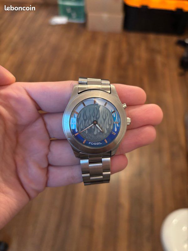 Vintage Fossil Blue Flame Fossil Big Face Watch New* Fossil BIG