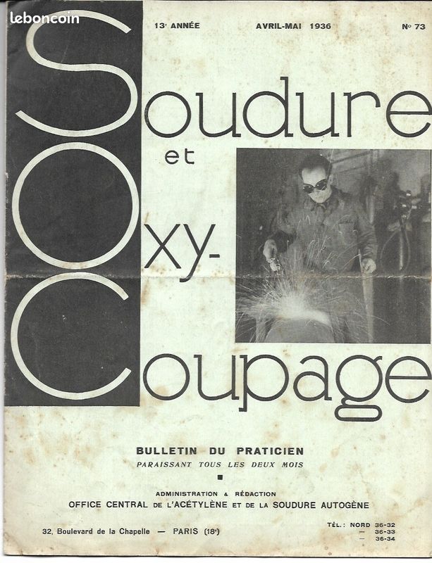 Soudure et oxycoupage Office Central Soudure Autogène - livre revue 1935-36 technique fabrication collection livre productique (image 8)