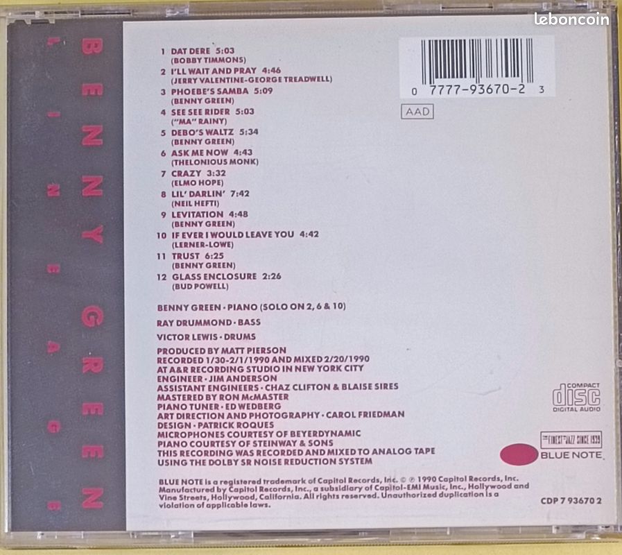 BENNY GREEN Lineage CD RAY DRUMMOND VICTOR LEWIS BLUE NOTE Jazztime (image 2)