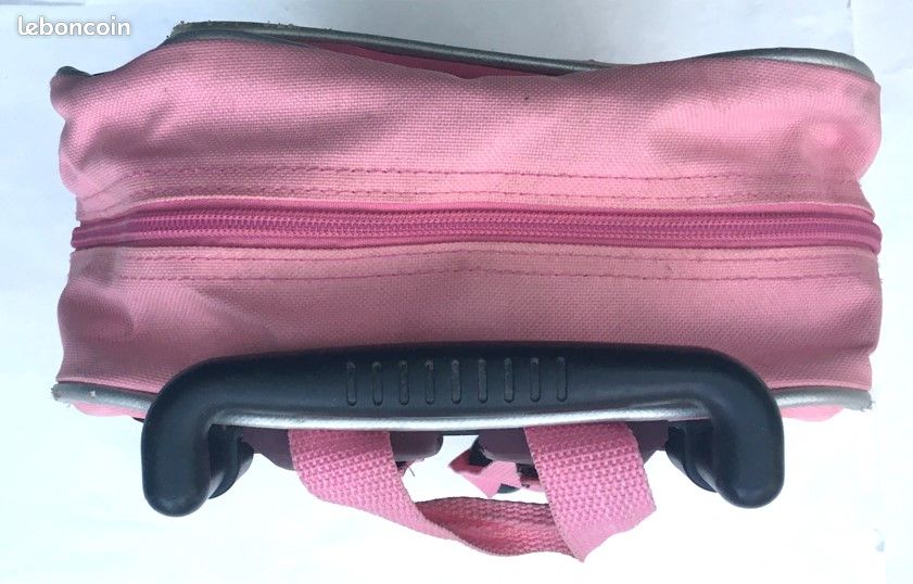 Petit cartable / sac à dos rose violet girly fée oiseau chat lecture, à roulettes & tige extensible (image 7)