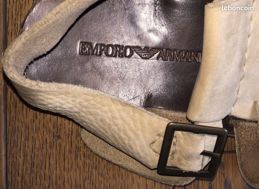 EMPORIO ARMANI Sandales CUIR daim écru pour Homme pointure 41 (image 3)