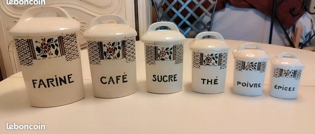 Série de 6 pots en tôle émaillée - Lit Déco