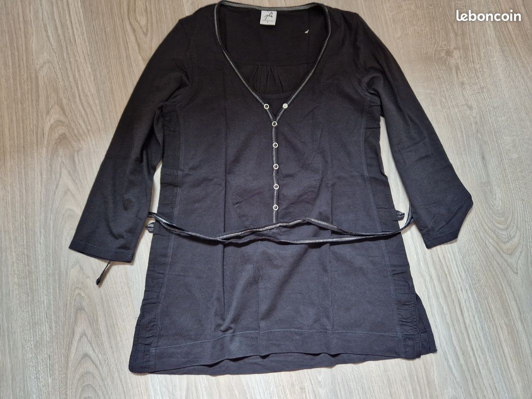 Tunique noire manches 3/4 (S) (image 1)