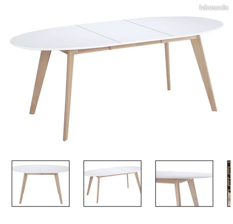 Table à manger extensible Miliboo LEENA + chaises scandinaves (image 2)