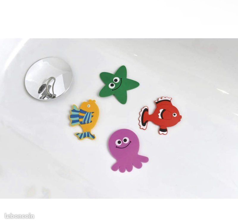 Lot de 4 tapis antidérapants pour baignoire Motif animaux marins Multicolore (image 4)