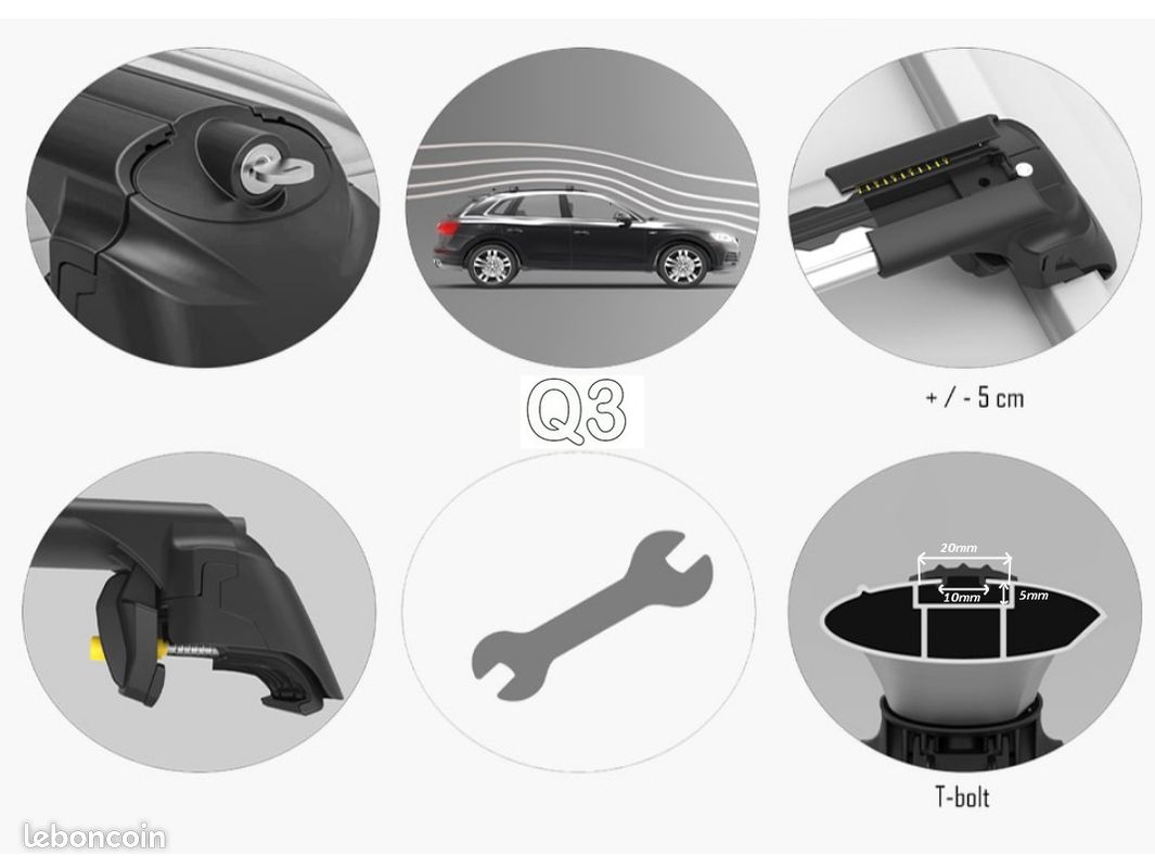 Barres de toit Profilées Aluminium pour Audi Q3 dès 2018 - avec