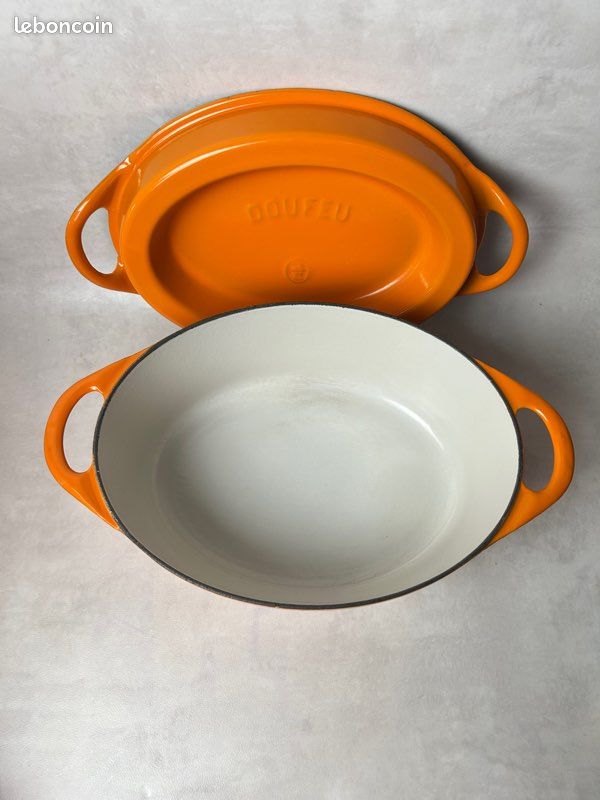 Cocotte En Fonte Cousances Doufeu Ovale 29cm Orange - Compatible Induction, Comme Le Creuset