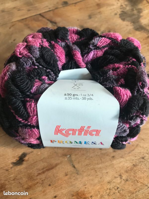 Lots de 10 pelotes de laine Katia Promesa couleur violet/violine/noir neuves : plusieurs lots dispon (image 1)