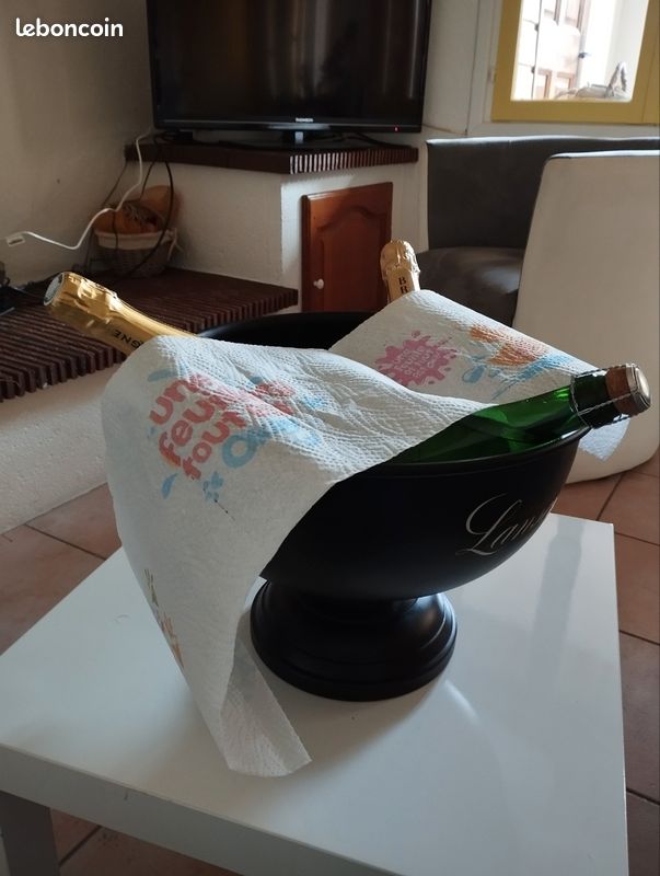 Grand Seau à Champagne LANSON - Inox - 30x40cm - Made In France - Occasion