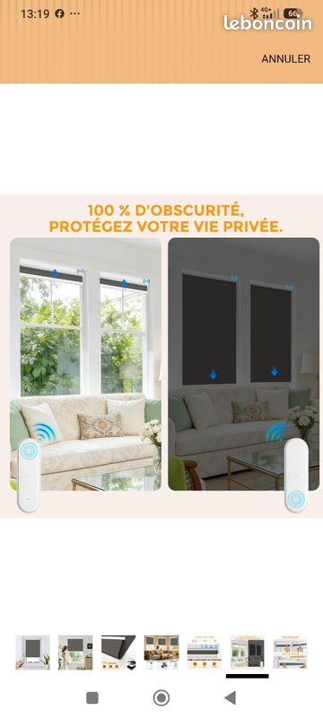 2 Stores Enrouleur Occultant Électriques M100, Moteur & Télécommande, avec ou sans Perçage, Rideau de Protection Solaire pour Fenêtres, 80x 150 cm, Gris Foncé (image 3)