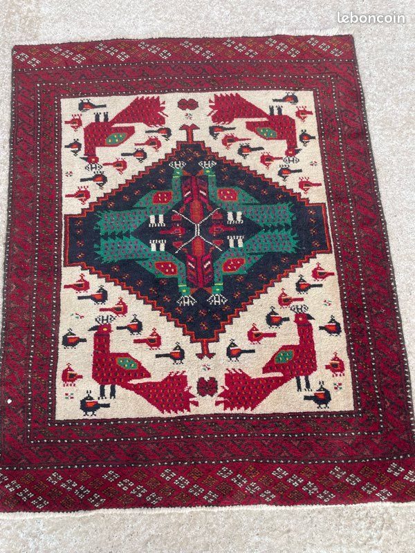 Tapis indien fait main en laine et soie Motif floral oriental Tapis de sol rectangulaire 1,5 x 0,9 m