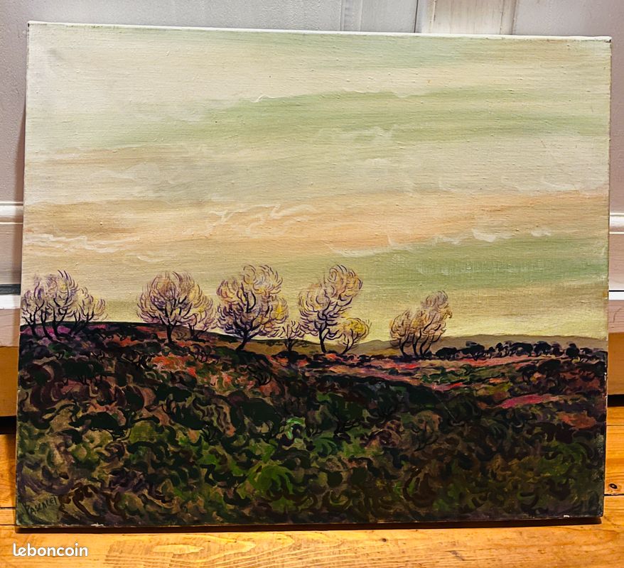 Tableau huile toile Haute Provence Allemagne-en-Provence Pierre Pascalet 1970 (image 1)