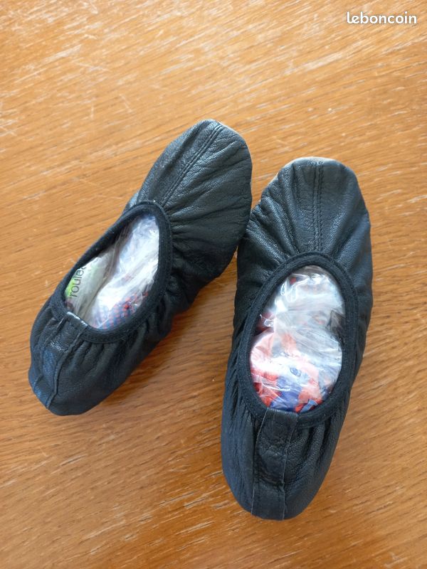 CHAUSSONS Cuir Rythmique Enfant pr la Gym Danse en salle T L 19