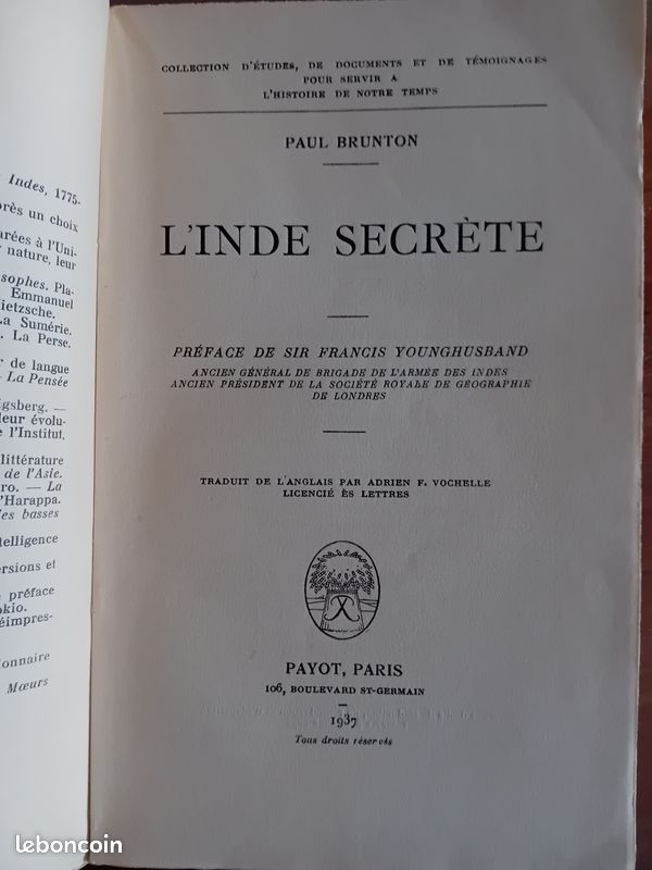 L'Inde secrète Paul Brunton 1937 (image 2)