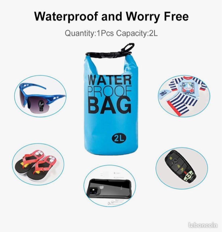 Sac Flottant Étanche Nautique 20L Imperméable Pêche Plongée Canoë