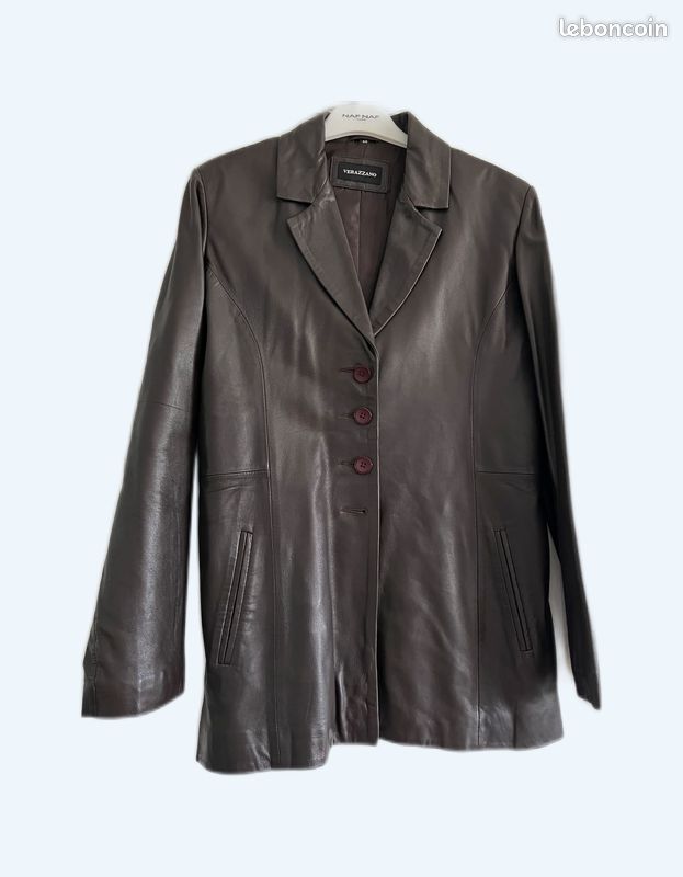Vends veste cuir femme marron marque Verazzano (image 1)