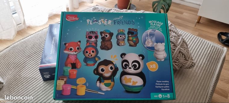 Maped Creativ - Coffret Plaster Friends Maxi - 8 Figurines En Plâtre à Mouler Et Peindre - Lapin, Ours, Chat, Chien, Singe, Panda, Renard, écureuil - Dès 5 Ans
