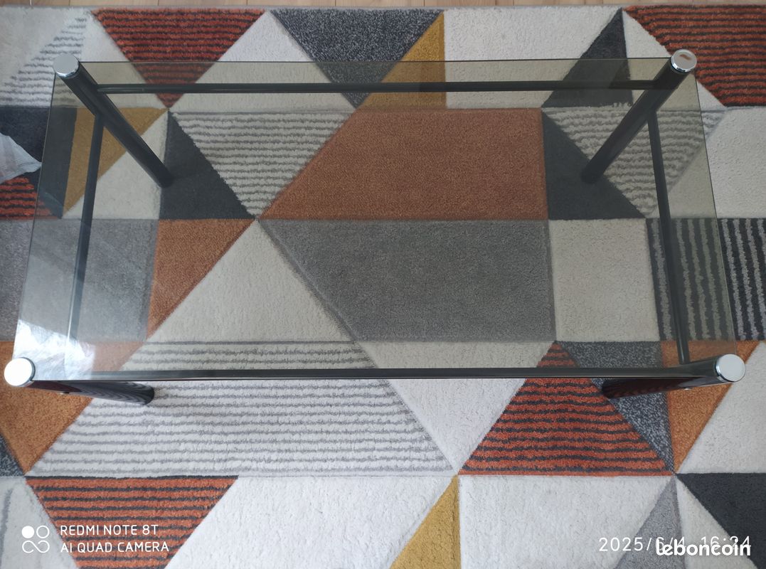 Table basse en verre, rectangulaire, bon état. Longueur 89 cm, Largeur 46 cm, Hauteur 36,5 cm (image 7)