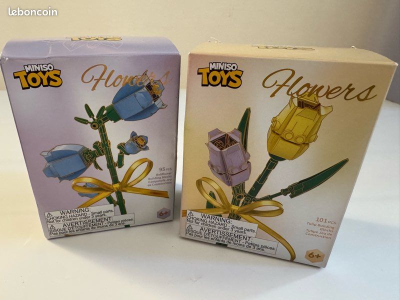 Neuf : lot de 2 boites de blocs de construction 95 pieces Fleurs (Paca) (image 1)