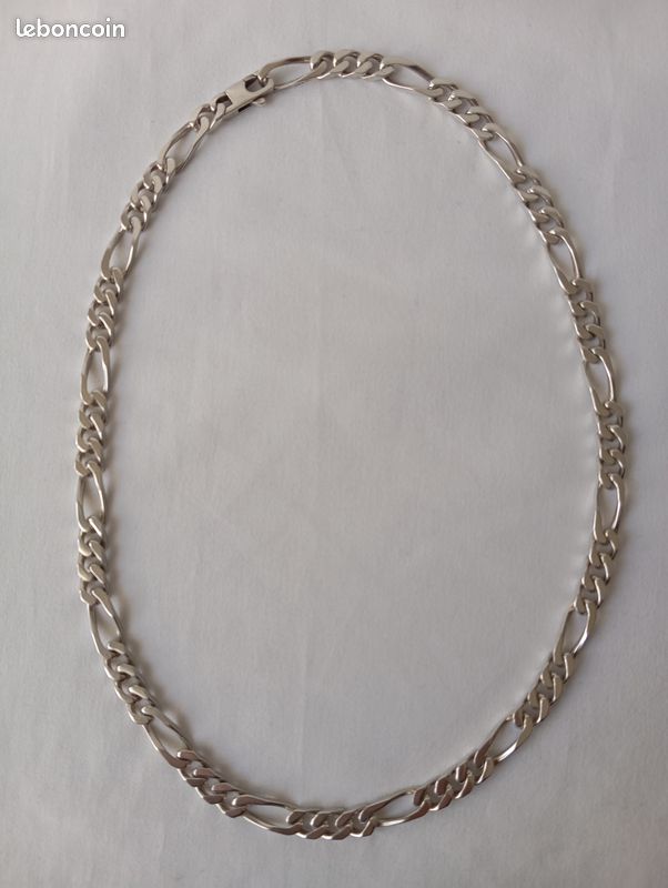 Chaîne En Argent Massif - Maille Cheval - Longueur 46 Cm, Poids 3.50g - Occasion