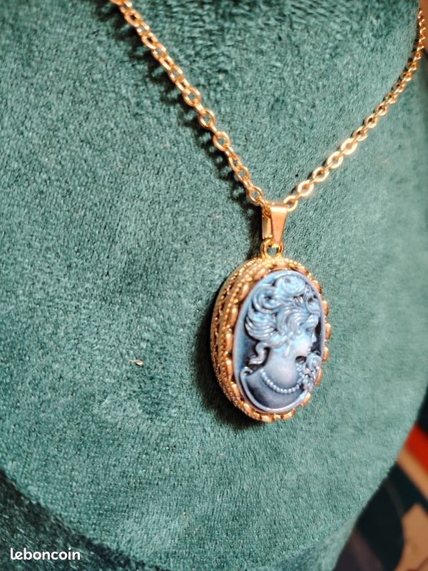 Fazvncv Collier Avec Pendentif Camée Ovale Avec Strass En Cristal