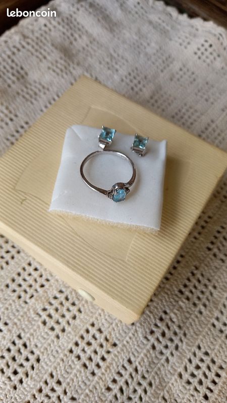 Parure bague et boucles d oreilles en argent et Topaze (image 1)