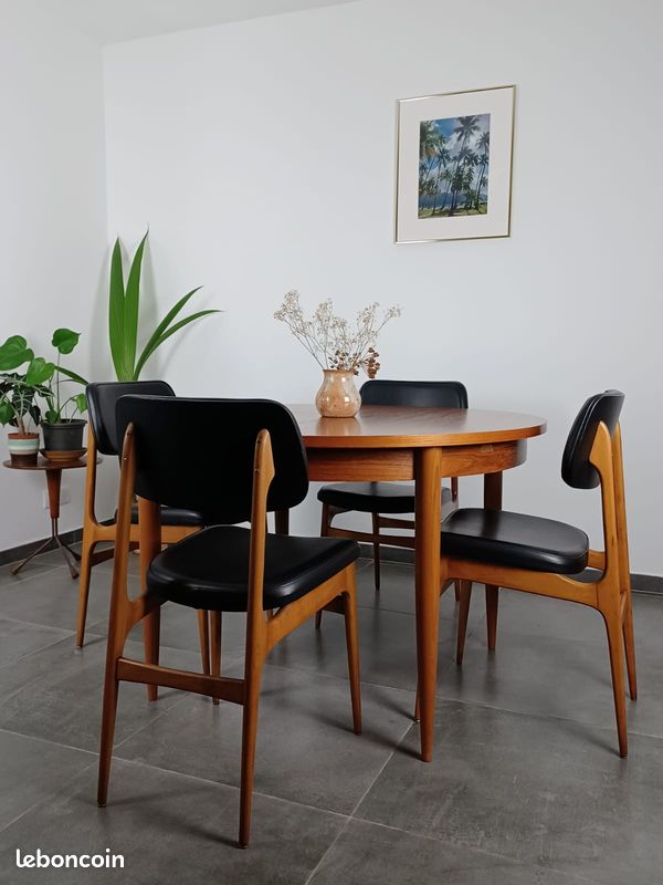 Série de 6 chaises vintage Stella simili cuir et bois (image 7)